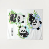 Tapisseries de nom personnalisé Cute Pandas (Devant (Horizontal))