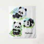 Tapisseries de nom personnalisé Cute Pandas (Devant)
