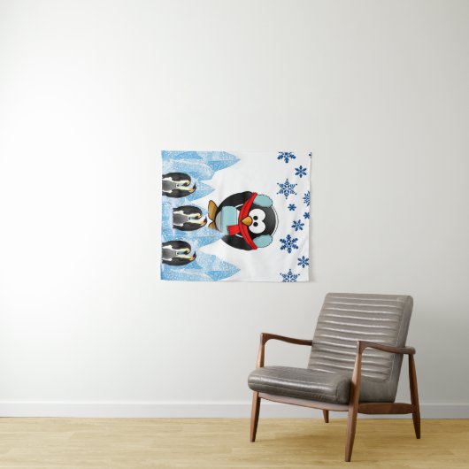 Tapisseries Penguin de Noël (En situation (horizontale))
