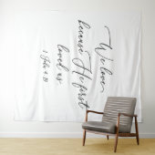 Tapiz Black text white wedding backdrop photo back Wandkleed (In Situ (horizontaal))
