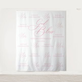Tapiz God Bless Elegant Pink photobooth backdrop Wandkleed