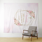 Tapiz Pink Floral Communion Backdrop Wandkleed (In Situ (horizontaal))