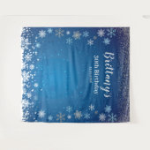 Tapiz Snow Blue Winter Birthday Backdrop banner Wandkleed (Voorkant (horizontaal))