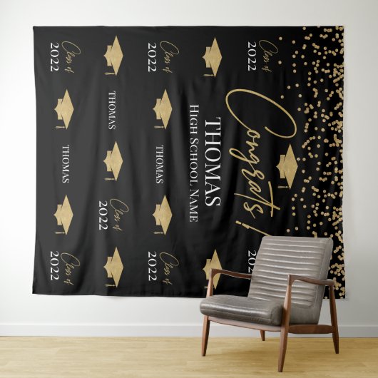 Tapiz Step and repeat Graduation Backdrop banner Wandkleed (In Situ (horizontaal))