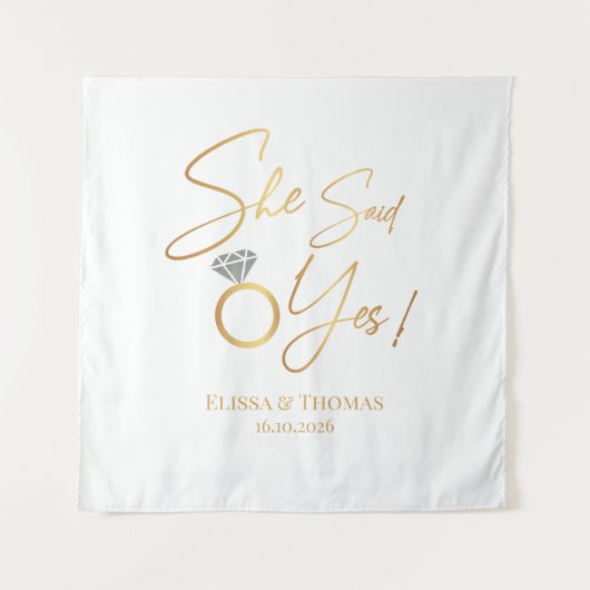 Tapiz Ze zei Ja! Verloving Backdrop banier Wandkleed (Voorkant)