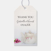 Tapot en roze rozen Labels voor het huwelijk Cadeaulabel (Voorkant)