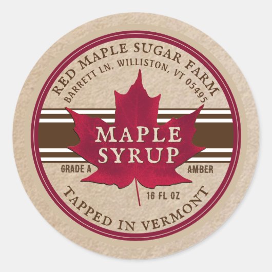 Tapped in Vermont Maple Syrup Label on Kraft (Voorkant)