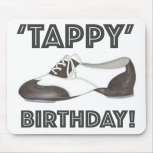 Tappy Birthday Black White Tap Dance Teacher Shoe Muismat