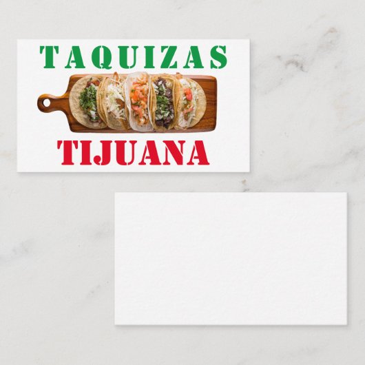 Taquizas tijuana visitekaartje (Voorkant / Achterkant)
