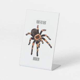 Tarantula cartoon illustratie reclamebord met voetstuk