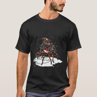 Tarantula Santa Kerstmis lichte boom T-shirt