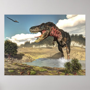 Tarbosaurus dinosaur - 3D rendering Poster