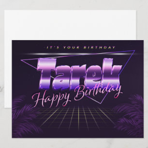 Tarek prénom carte rétro lilas anniversaire