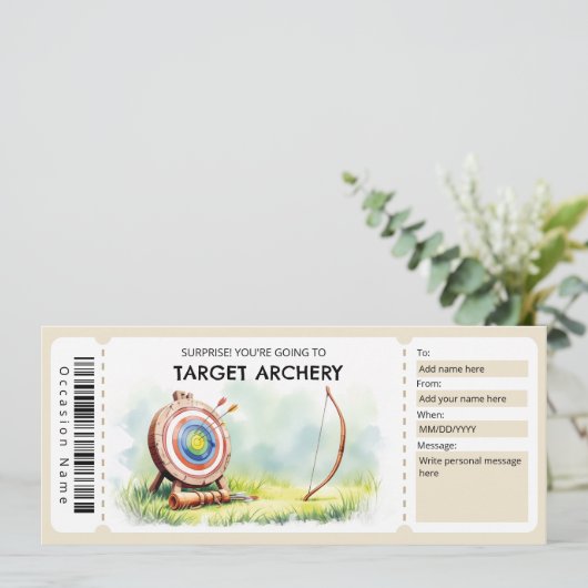 Target Archery Gift Ticket  Kaart (Staand voorkant)
