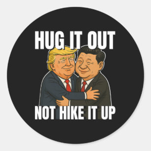 Tariefoorlog Grappig Trump Knuffelen Xi Jinping Tr Ronde Sticker