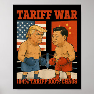 Tariefoorlog Grappig Trump vs Xi Jinping Boxing Ma Poster