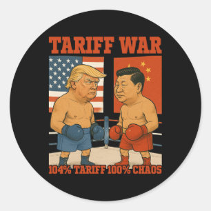 Tariefoorlog Grappig Trump vs Xi Jinping Boxing Ma Ronde Sticker