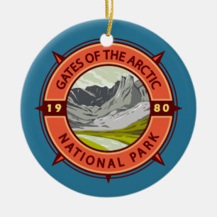 Tarieven van de Arctic National Park Retro Compass Keramisch Ornament
