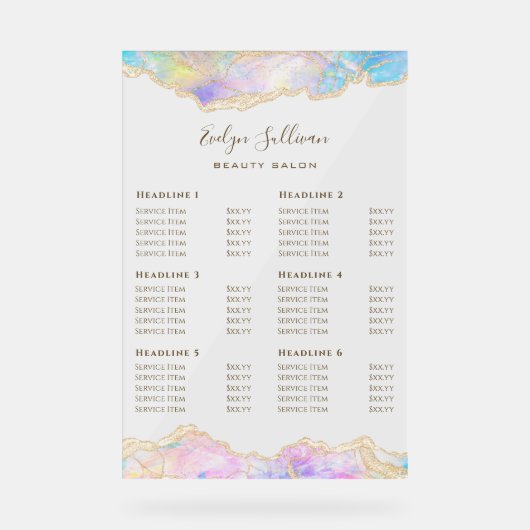 Tarif de conception Optique Bleu (Recto)