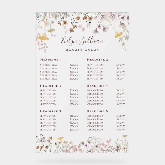 Tarif fleur sauvage (Recto)