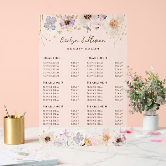 Tarif Fleurs séchées (Mariage)