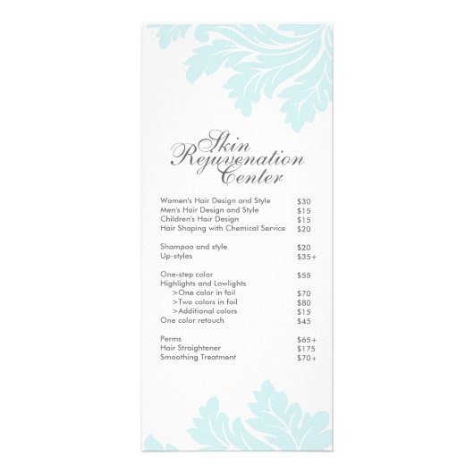 Tarif Salon et Spa et carte en rack (Devant)