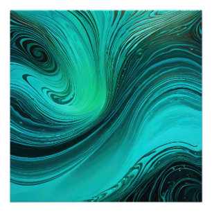 "Tarifa" blauwe wervelingen golven Perfect Poster