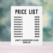 Tarifs acryliques (Neutre)