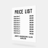 Tarifs acryliques (Angle)