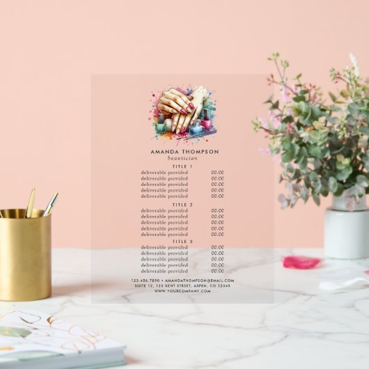 Tarifs et services de salon de manucure à l'aquare (Mariage)