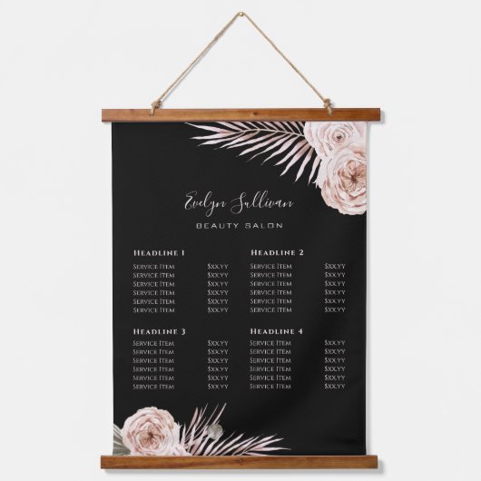 Tarifs rose tropicaux accrochés à la tapisserie (Recto)