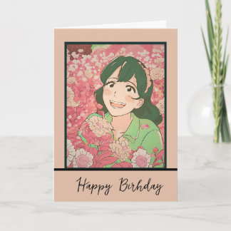 Tarjeta anime girl happy birthday kaart