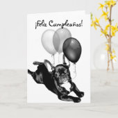 Tarjeta DE Bulldog Frances van Cumpleaños van Kaart (Gele Bloem)