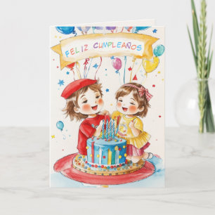 Tarjeta de Cumpleaños para Gemelos (Español) Feestdagen Kaart