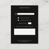 Tarjeta De Recepción RSVP Gold Wedding Initials Fl Informatiekaartje (Achterkant)