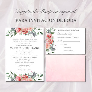 Tarjeta de RSVP de boda rosa elegante Spaanse RSVP Kaartje