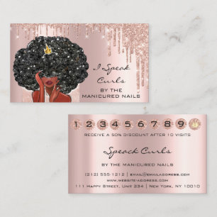 Tarjeta De Visita Loyalty Card 10 Punch Curly Hair Visitekaartje