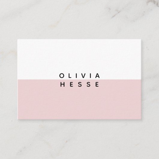 Tarjeta de visita Minimal Pink White Business Card Visitekaartje (Voorkant)