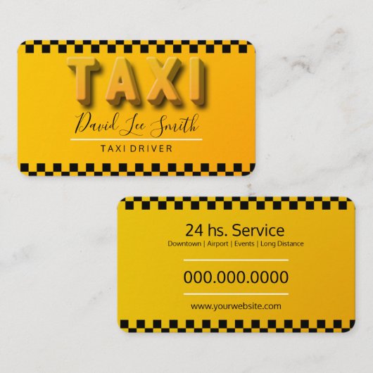 Tarjeta De Visita Taxista / Servicio Cab Visitekaartje (Voorkant / Achterkant)