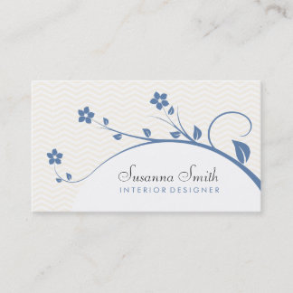 Tarjeta elegante con flores azules y chevrón visitekaartje