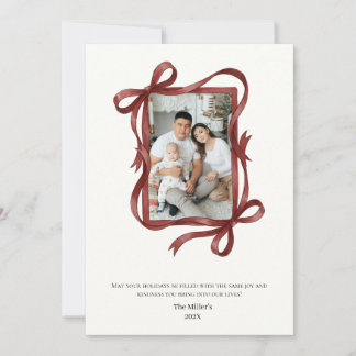 Tarjeta Festiva Minimal Bows con Foto Feestdagenkaart