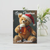 Tarjeta navideña Teddy Beer Feestdagenkaart (Staand voorkant)