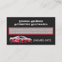 Tarjeta Negocios Mecánico Carte de visite