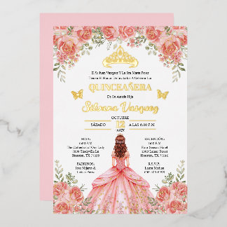 Tarjeta para Quinceañera Invitacion de quinceanera Folie Uitnodiging