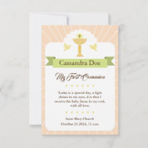 Tarjeta Primera Comunión. Niña.