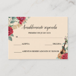 Tarjeta RSVP Burgundy Red Charra Visitekaartje