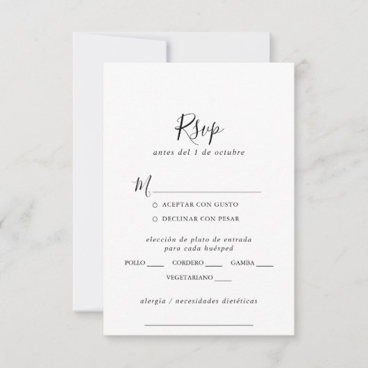 Tarjeta Rsvp con Elección de Menú (Devant)