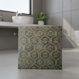 Tarnished Teal & Bronze Hexagon #17 ID1227 Tegeltje