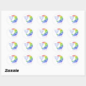 Taro maan, boho, regenboog, adreslabel ronde sticker (Vel)