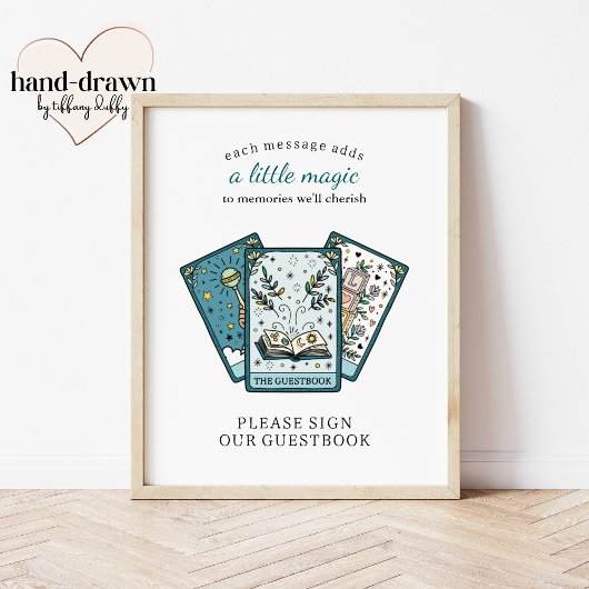 Tarot Baby shower Frameable Guest Book Sign Poster